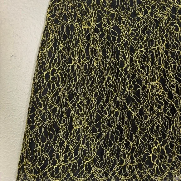 J. Crew Women's Navy Neon Green Lace Overlay Mini Skirt Size 0 Punk Grunge Party - Picture 9 of 12